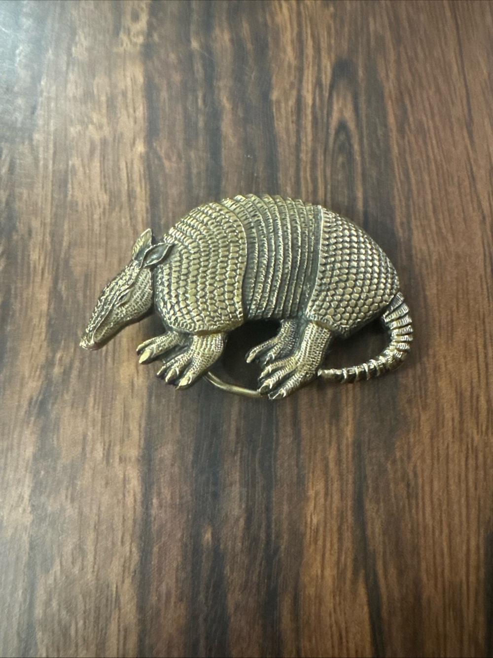 Vintage Brass Armadillo belt buckle USA 1981 3”